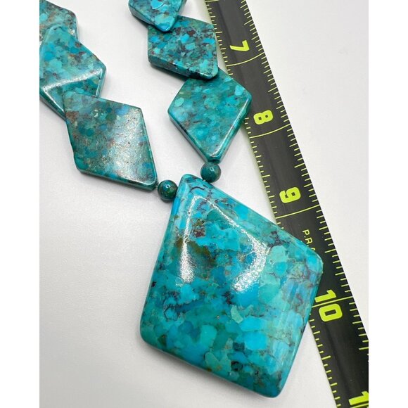 Vintage Jay King Turquoise Necklace Mine Finds DTR Diamond-Shaped Beads 925 Hook - Picture 7 of 11